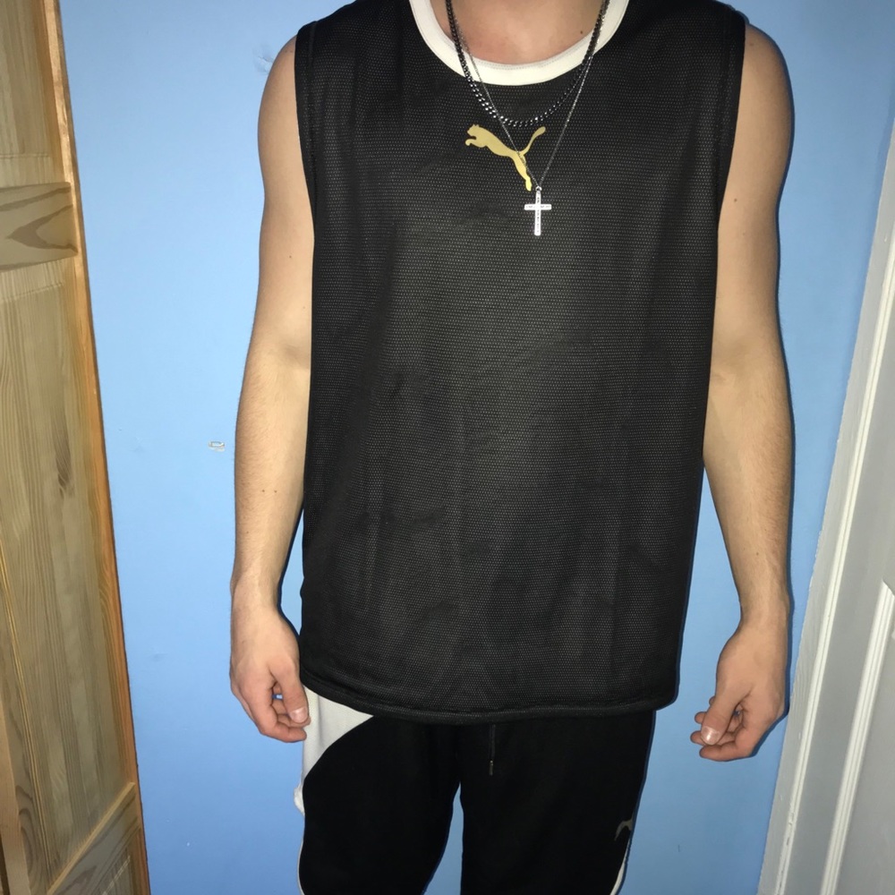 Mens puma two peice set white & black